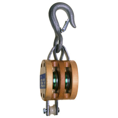 Campbell-4 Double Line Regular Wood Shell Block 3002Af4 For Manila Rope With Round Latch Hook