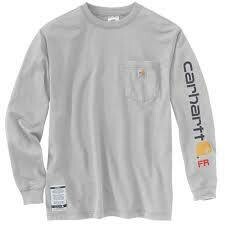 Flame Resistant Gray Force Cotton Graphic Long Sleeve T-Shirt By Carhartt 101153 Discontinued 4XL Only