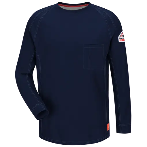 Flame Resistant Iq Series™ Long Sleeve T-Shirt By Bulwark Qt32 - Blue, Xlt