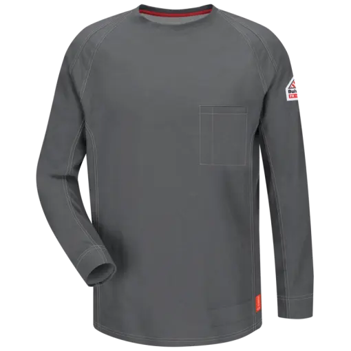 Flame Resistant Iq Series™ Long Sleeve T-Shirt By Bulwark Qt32 - Charcoal, M