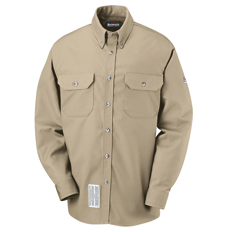 Flame Resistant Khaki Dress Uniform Shirt By Bulwark Slu2Kh