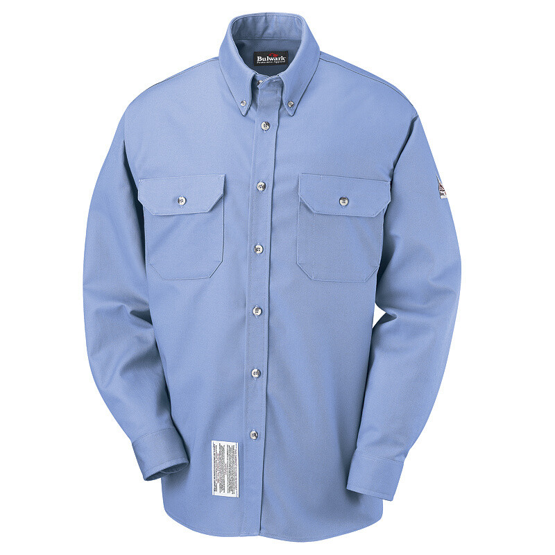 Flame Resistant Light Blue Dress Uniform Shirt By Bulwark Slu2Lb