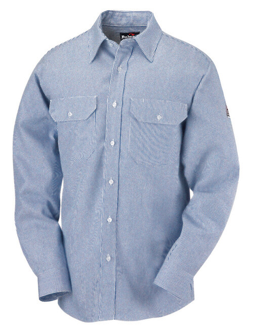 Flame Resistant Striped Uniform Shirt By Bulwark SEU2WB Size Large Only