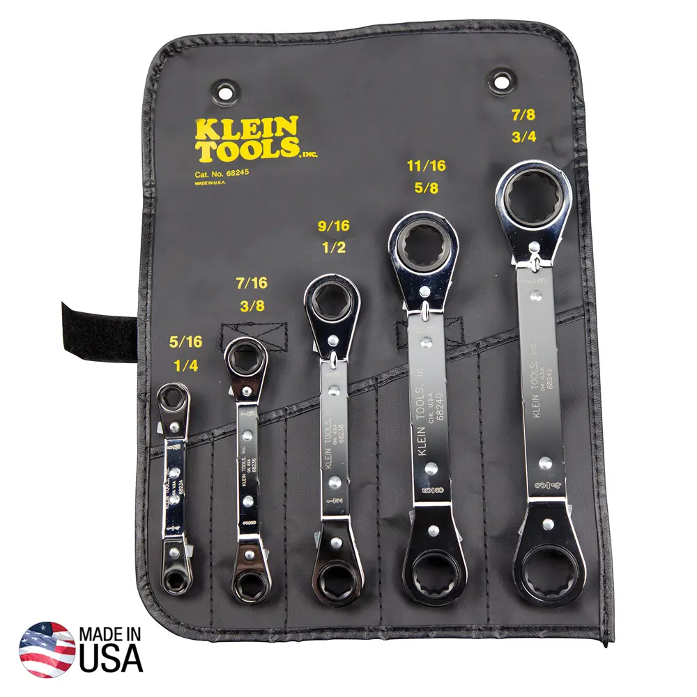 Klein-5-Piece 68245 Fully Reversible Ratcheting Offset Box Wrench Set
