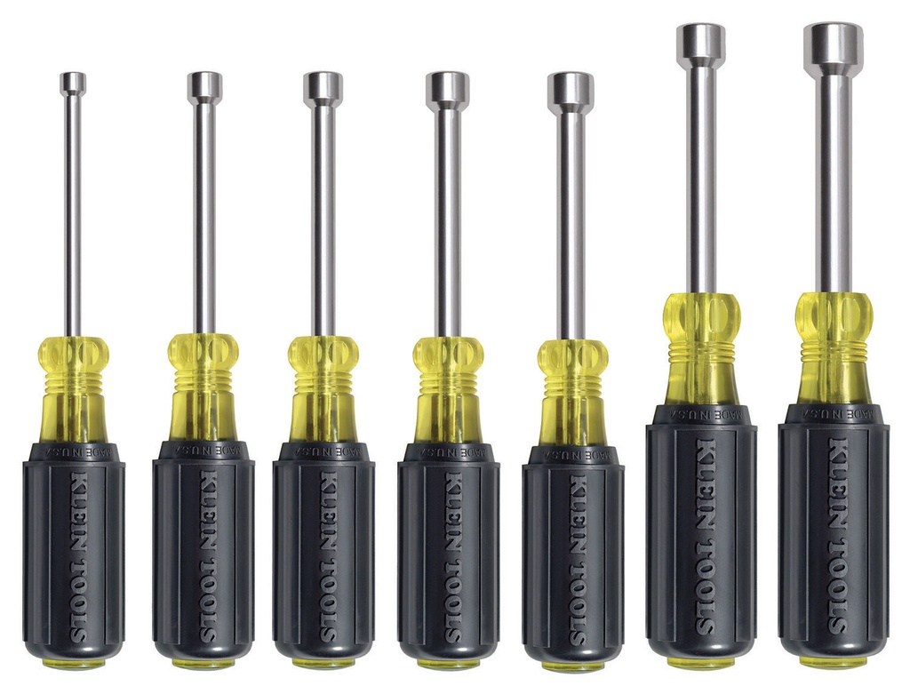 Klein-7 Piece 631M Cushion Grip Hollow Shaft Magnetic Tip Nut Drivers Set