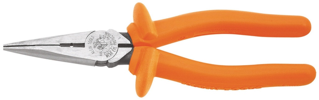 Klein-Insulated D203-8N-Ins Heavy Duty Long Nose Side Cutting Pliers With Skinning Hole