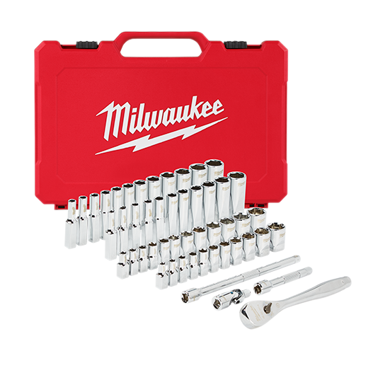 Milwaukee 1/4" Drive 50Pc Ratchet & Socket Set - SAE & Metric 48-22-9004