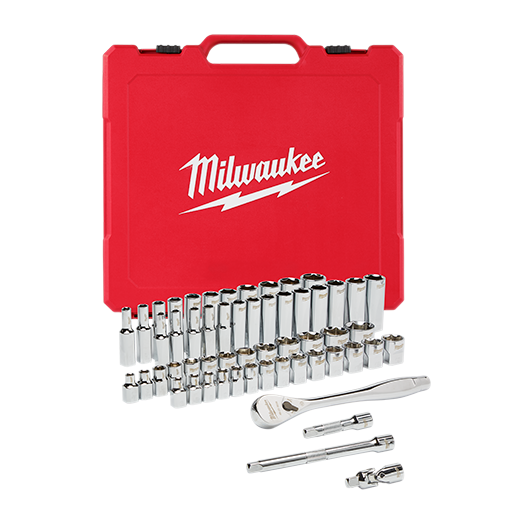 Milwaukee 3/8" Drive 56Pc Ratchet & Socket Set - Sae & Metric 48-22-9008