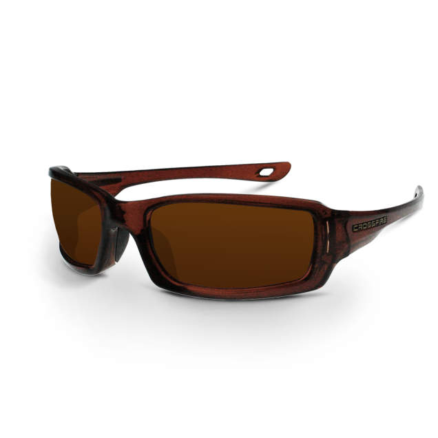 Radians-Crossfire M6A Safety Glasses Brown Frame Smoke Lens 201130