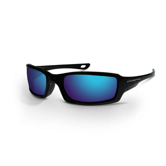 Radians-Crossfire M6A Safety Glasses Metallic Blue Frame Blue Mirror Lens 20288