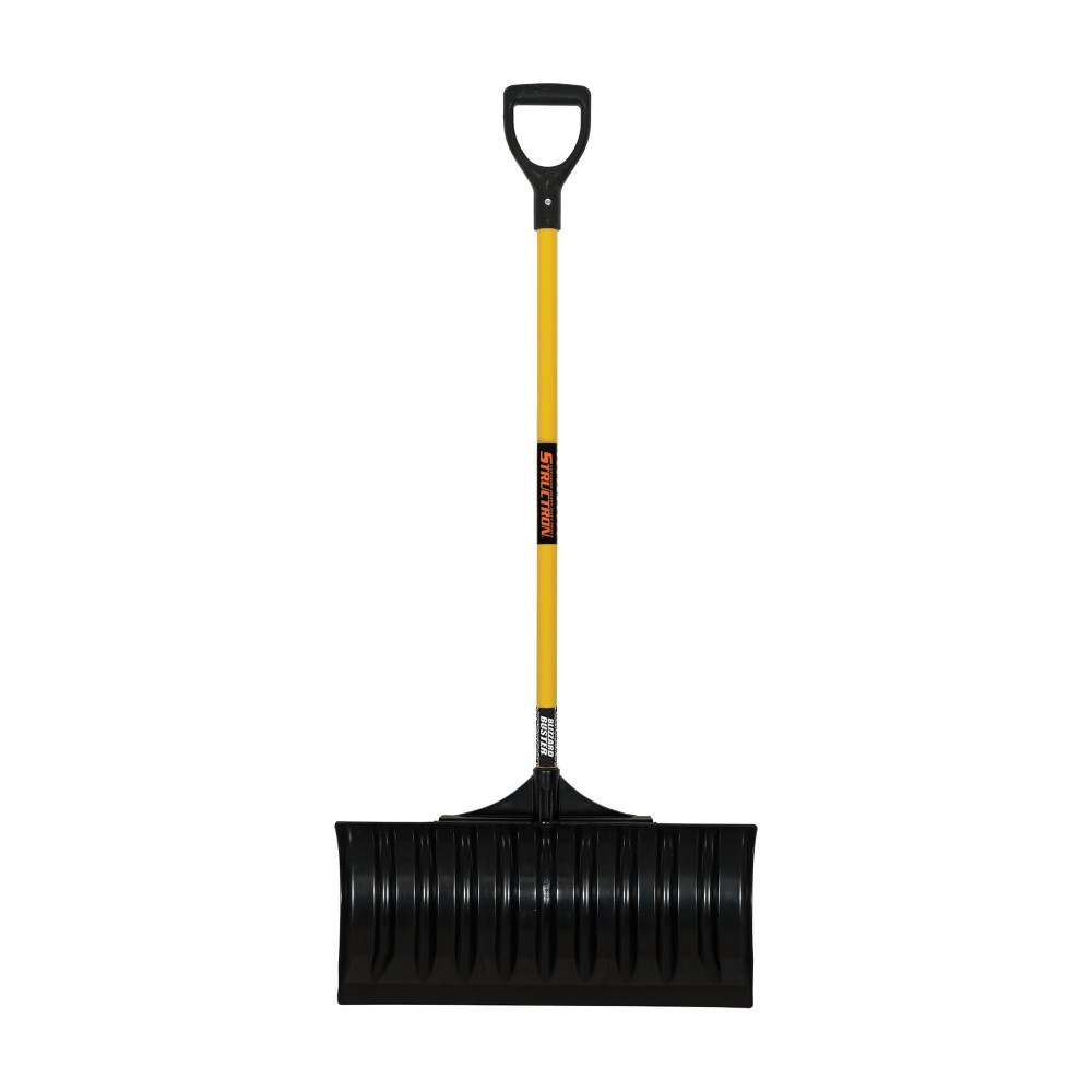 Snow Shovel-Snow Pusher, Black Polycarbonate Head, 45" Yellow Fiberglass Handle, D-Grip Shovel