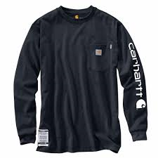 Carhartt Flame Resistant Navy Force Cotton Long Sleeve T-Shirt 101153 Discontinued