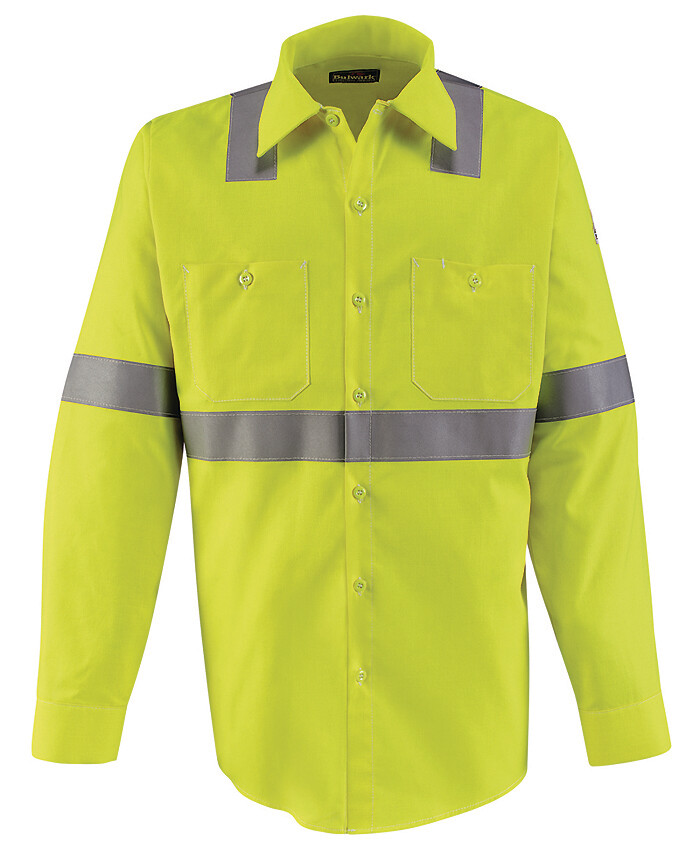 Flame Resistant Class 2 High Visibility Work Shirt By Bulwark SMW4HV