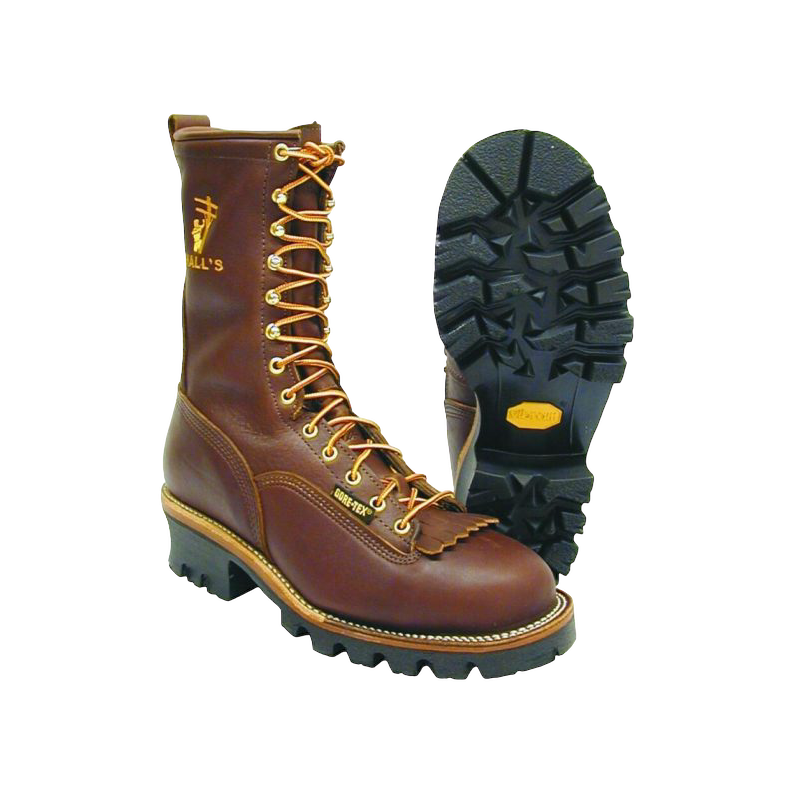 Lineman Boots-Hall's 357W 10" Waterproof Steel Toe Patch Lineman Boot, Manufactured In The USA.