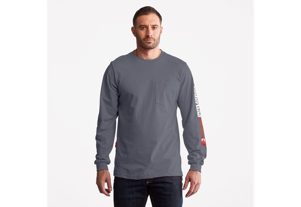 Men's Timberland Pro ® Charcoal Cotton Core Flame-Resistant Long Sleeve T-Shirt A1V8D-003