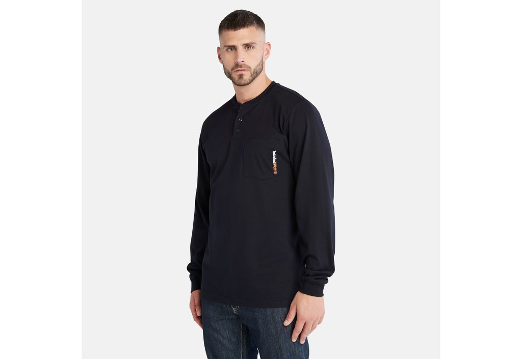 Men's Timberland Pro ® Navy Cotton Core Flame-Resistant Long Sleeve Henley A23P4-410