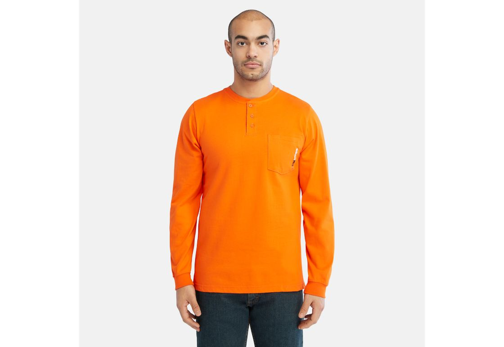 Men's Timberland Pro ® Orange Cotton Core Flame-Resistant Long Sleeve Henley A23P4-Y86