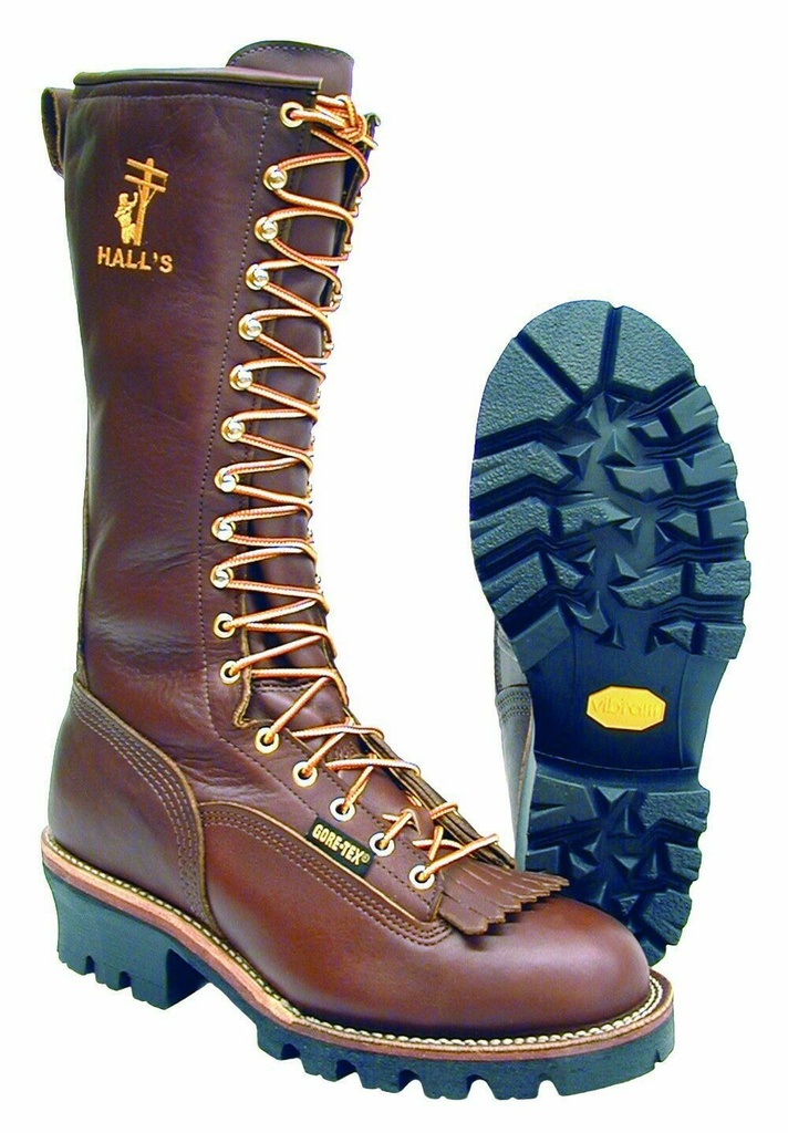Boots-Hall's 425W 14" Waterproof Composite Toe Patch Lineman Boot, Manufactured In The USA.