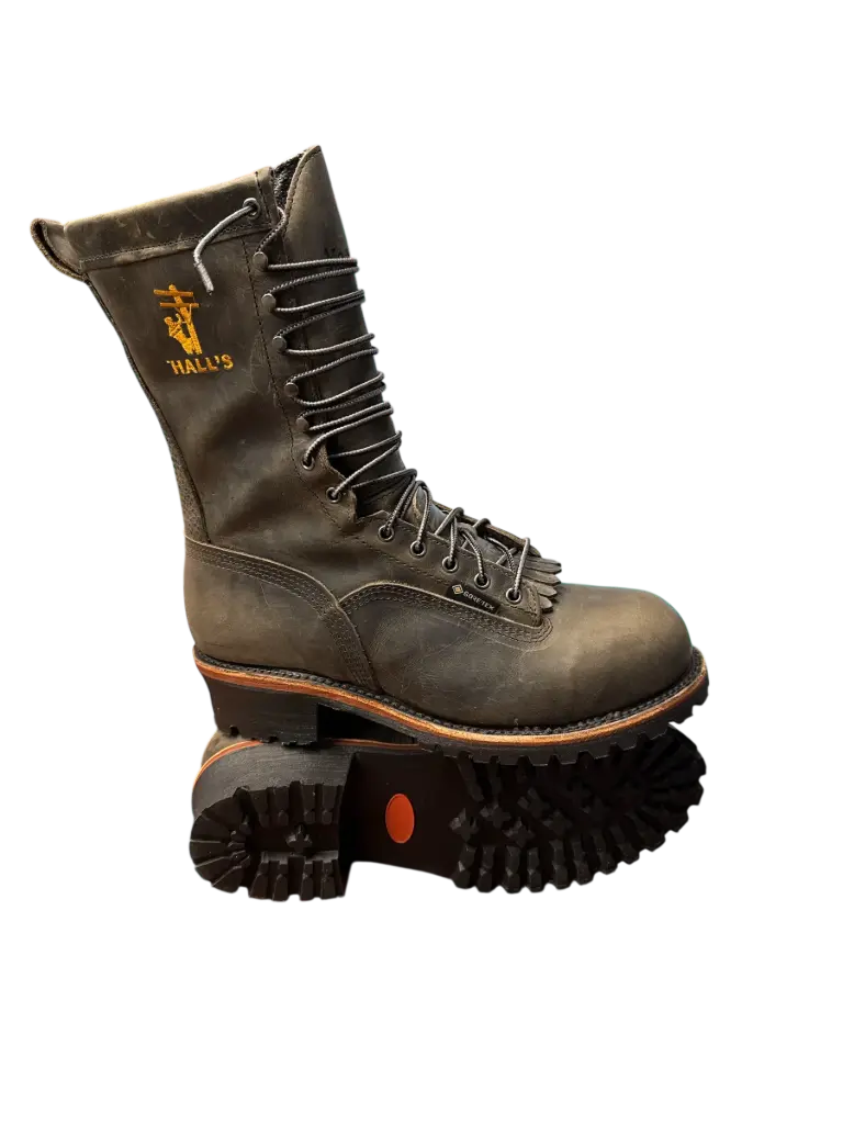 Boots-Hall's Exclusive 730W 10" Thinsulate™ Waterproof Composite Toe Patch Lineman Boot (Charcoal Grey), Manufactured In The USA.