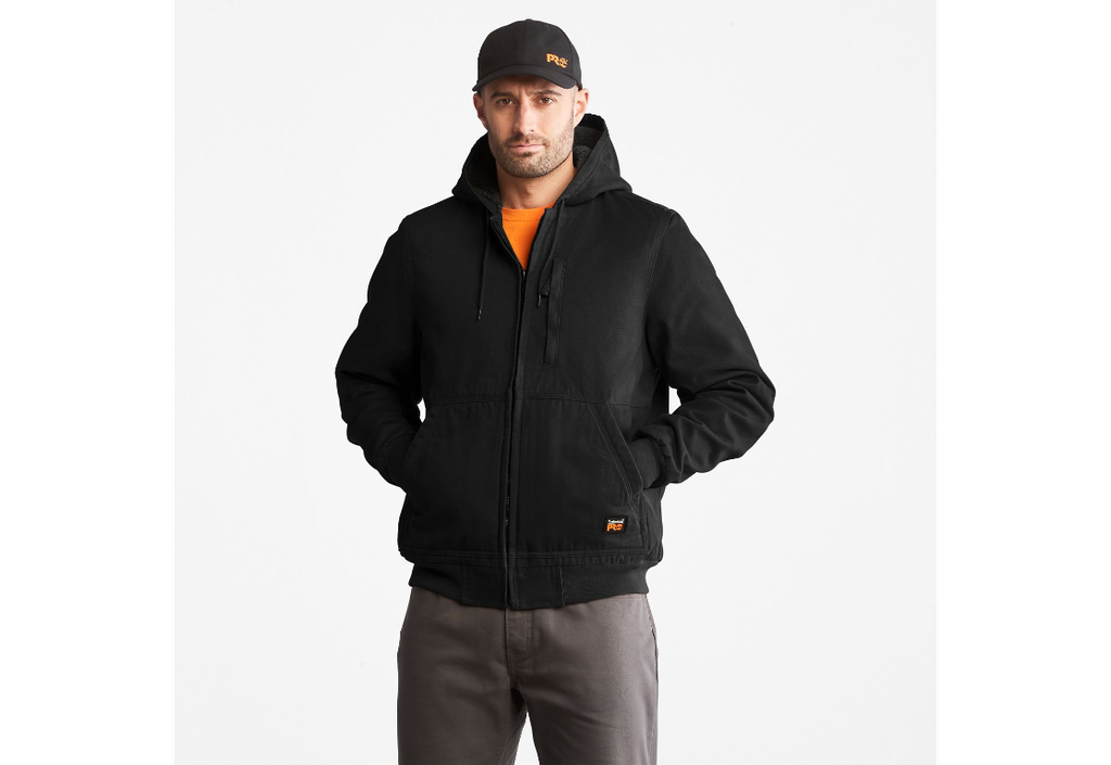 Timberland-Men's Gritman Lined, Black Hooded Canvas Jacket A1Vb4-015