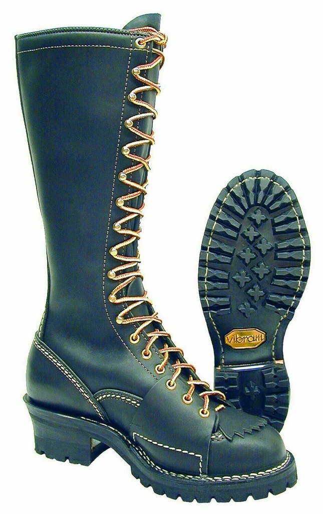 Boots-West Coast 9716-100 16" Black Highliner™ Lace-To-Toe Lug Sole Lineman Boot