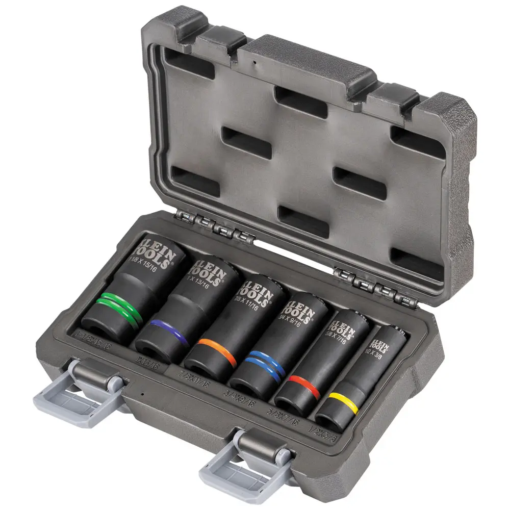 Klein-2-In-1 Slotted Impact Socket Set, 12-Point, 6-Piece 66090