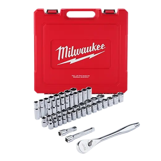 Milwaukee-47pc 1/2" Drive Metric & SAE Ratchet and Socket Set with FOUR FLAT™ Sides