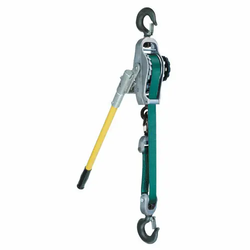 Columbus Mckinnon Lineman Strap Hoist With Hot Stick Ring Hooks & Safety Latches By Little Mule 300DA, 322DC, & 344DC