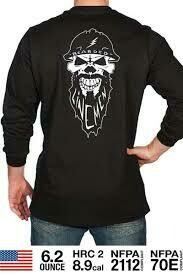 Benchmark Fr-Bearded Lineman FR Long Sleeve T-Shirt With Front Logo Pocket 3118FR