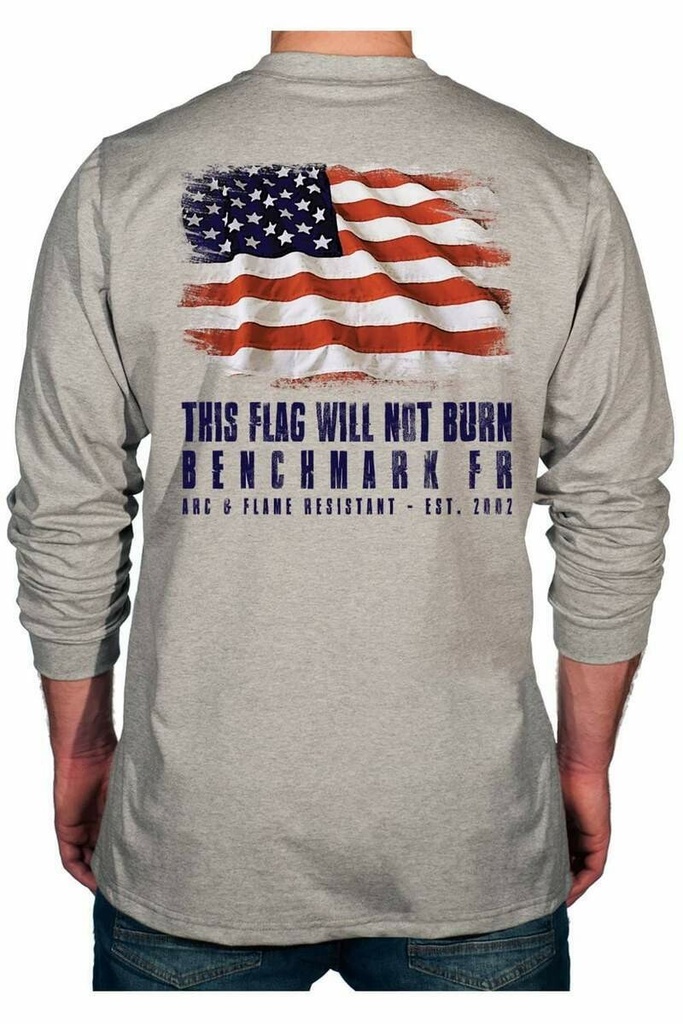 Benchmark "This Flag Will Not Burn" Fr Long Sleeve Flag Shirt 3118FRB-M-Flag