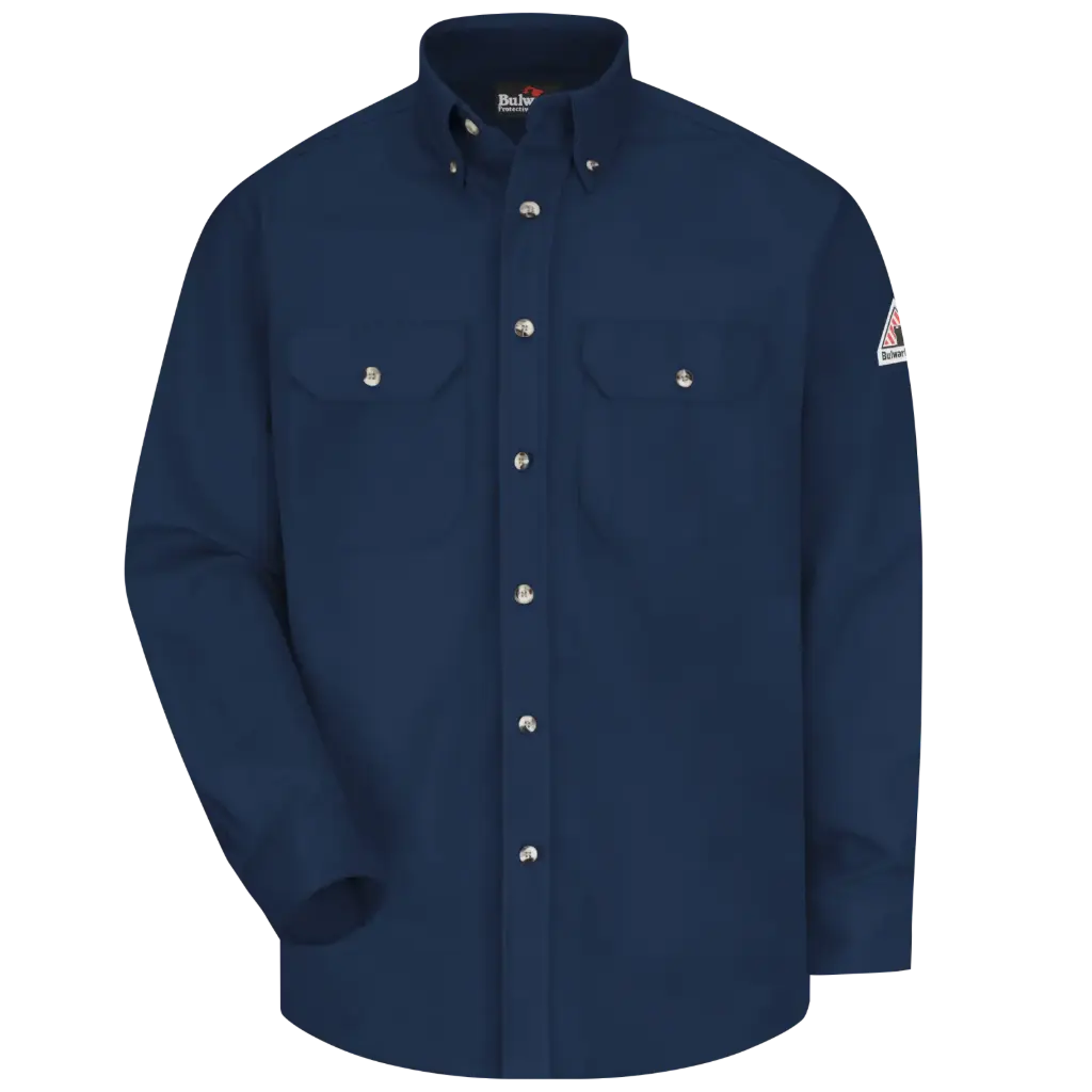 Flame Resistant Navy Dress Uniform Shirt By Bulwark Slu2Nv