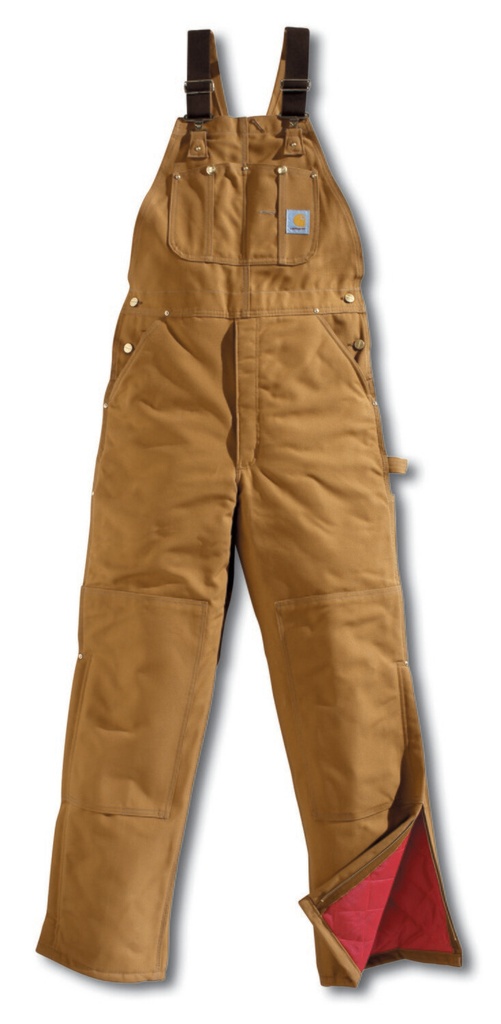 R02Brn Carhartt Brown Duck Quilt Lined Bib Overall