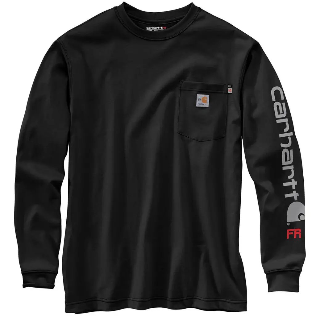Carhartt-104130 Flame Resistant Carhartt Force® Loose Fit Midweight Long-Sleeve Logo Graphic T-Shirt