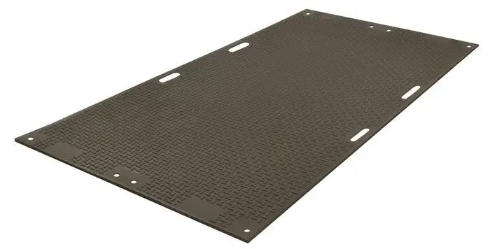 4' x 8' VersaMAT® Ground Protection Mat, One Smooth Side, Hand Holes, 95 Ton Capacity, Black - VM48S1HH8 