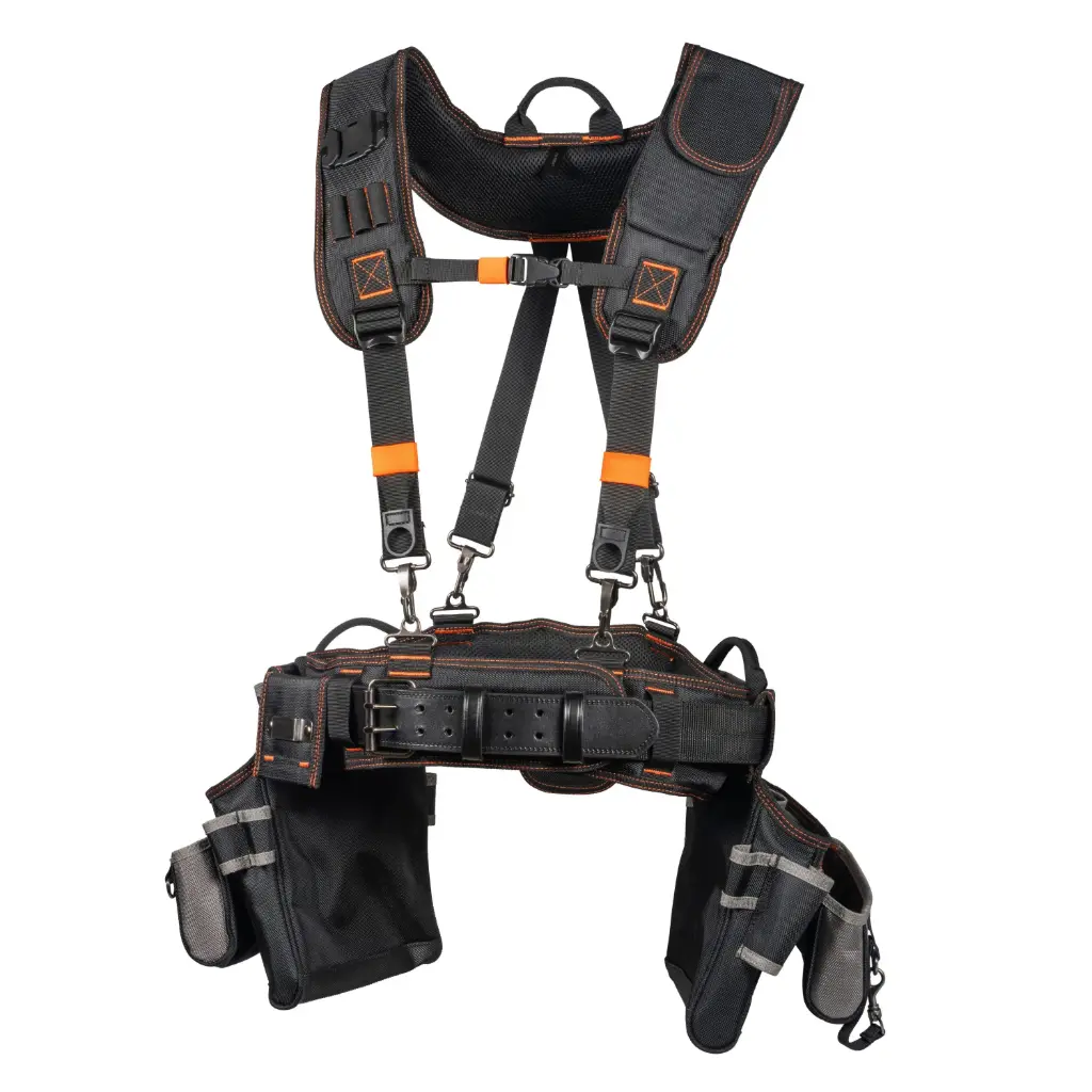 Klein 55896 Tool Rig Belt with Suspenders, 23 Pockets