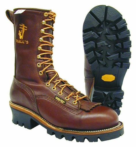 Boots-Hall's 368W 10" Waterproof Insulated Composite Toe Patch Lineman Boot, Manufactured In The USA.