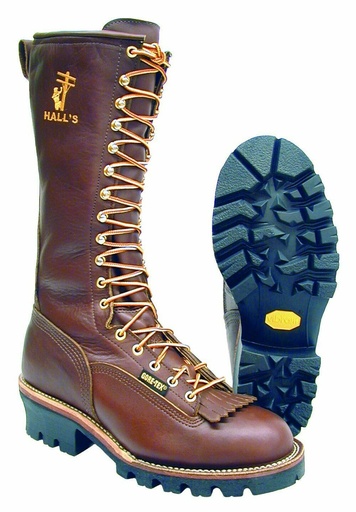 Boots-Hall's 425W 14" Waterproof Composite Toe Patch Lineman Boot, Manufactured In The USA.