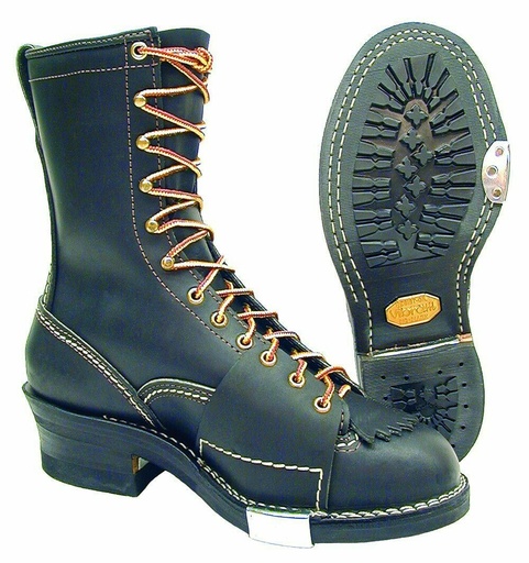 Boots-West Coast 9710 10 Black Highliner™ Lace-To-Toe Mini-Lug Sole Lineman Boot
