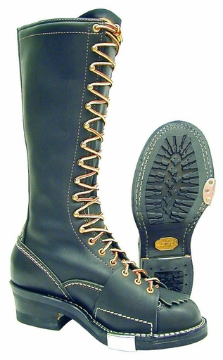 Boots-West Coast 9716 16" Black Highliner™ Lace-To-Toe Mini-Lug Sole Boot