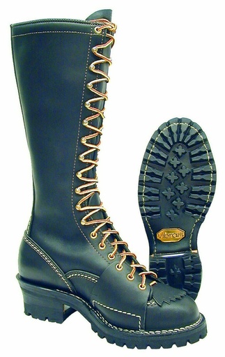 Boots-West Coast 9716-100 16" Black Highliner™ Lace-To-Toe Lug Sole Lineman Boot