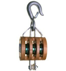 [3003AF] Campbell-4 Triple Line Regular Wood Shell Block 3003Af4 For Manila Rope With Round Latch Hook