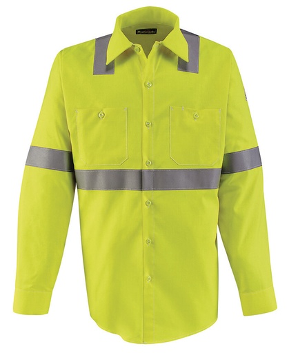 Flame Resistant Class 2 High Visibility Work Shirt By Bulwark SMW4HV