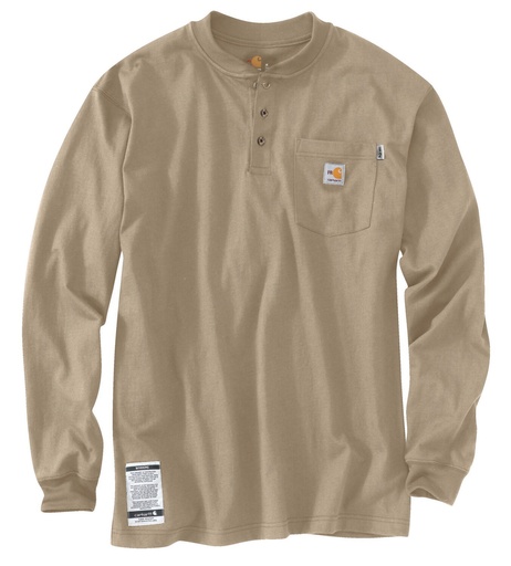 Flame Resistant Force Cotton Long Sleeve Henley By Carhartt 100237