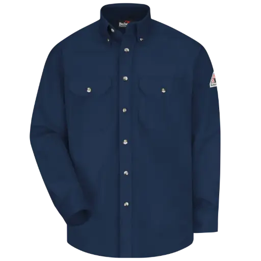 Flame Resistant Navy Dress Uniform Shirt By Bulwark Slu2Nv