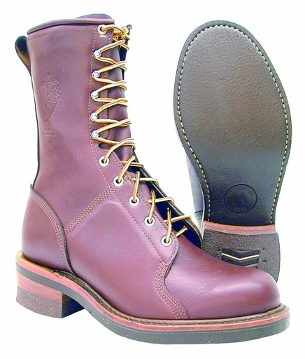 Hall's 305 10" Redwood Smooth Sole Lineman Boots, Made In The USA. Discontinued
