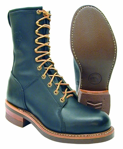 Hall's 605 10" Black Steel Toe Eh Smooth Sole Lineman Boots, Made In The USA. Discontinued