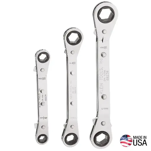 [68244] Klein-3-Piece Fully Reversible Ratcheting Offset Box Wrench Set