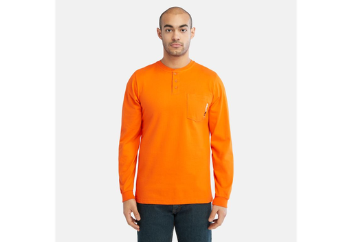 Men's Timberland Pro ® Orange Cotton Core Flame-Resistant Long Sleeve Henley A23P4-Y86