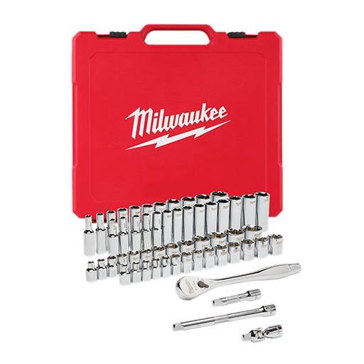[48-22-9008] Milwaukee 3/8" Drive 56Pc Ratchet & Socket Set - Sae & Metric 48-22-9008