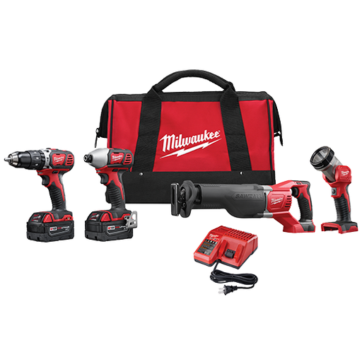 [2696-24] Milwaukee M18™ Cordless Lithium-Ion 4-Tool Combo Kit 2696-24